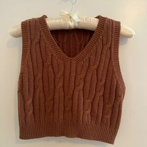 SHEIN Brown Cable Knit Crop Top